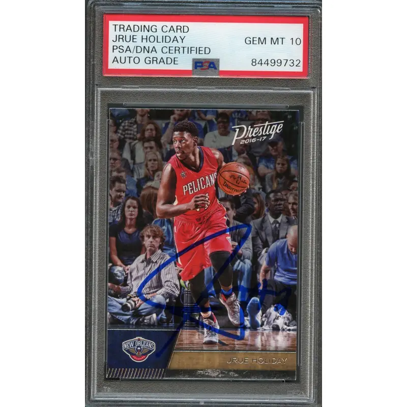 2016-17 Panini Prestige #82 Jrue Holiday Signed Card AUTO 10 PSA Slabbed Pelicans