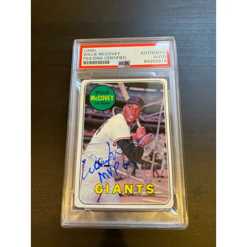 1969 Topps Willie Mccovey RC Signed Porcelain Baseball Card PSA DNA "1969 MVP"