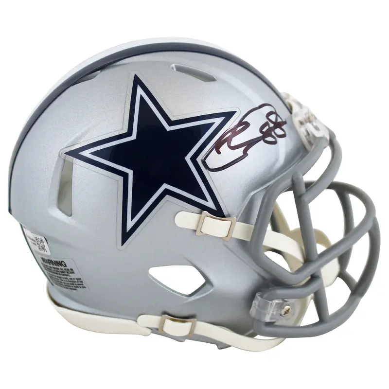 Cowboys CeeDee Lamb Authentic Signed Silver Speed Mini Helmet Fanatics COA