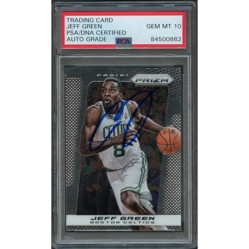 2013-14 Panini Prizm #35 Jeff Green Signed Card AUTO 10 PSA/DNA Slabbed Celtics