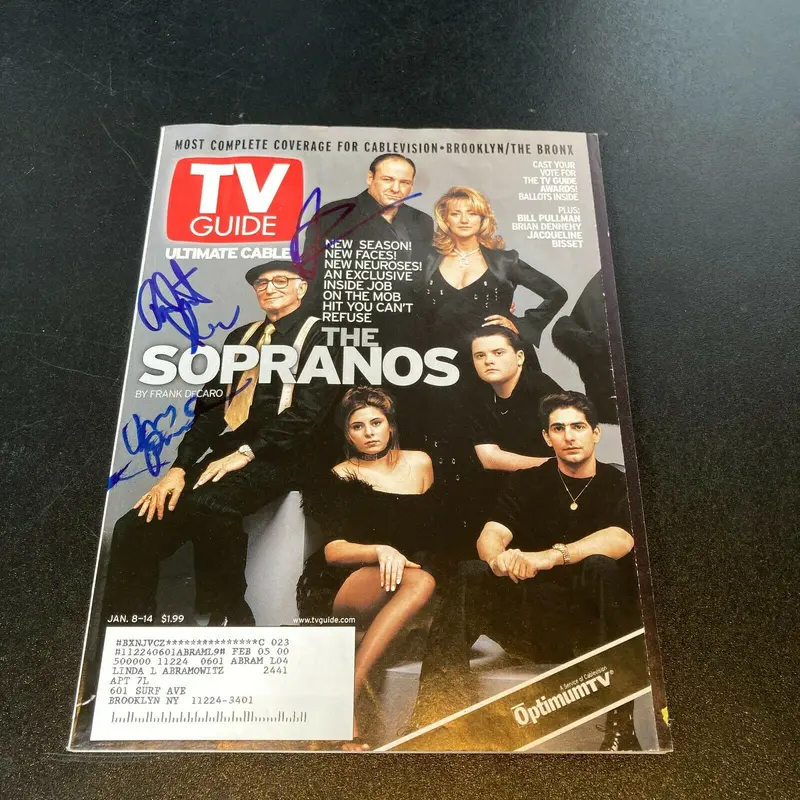 James Gandolfini The Sopranos Cast Signed Autographed TV Guide Magazine