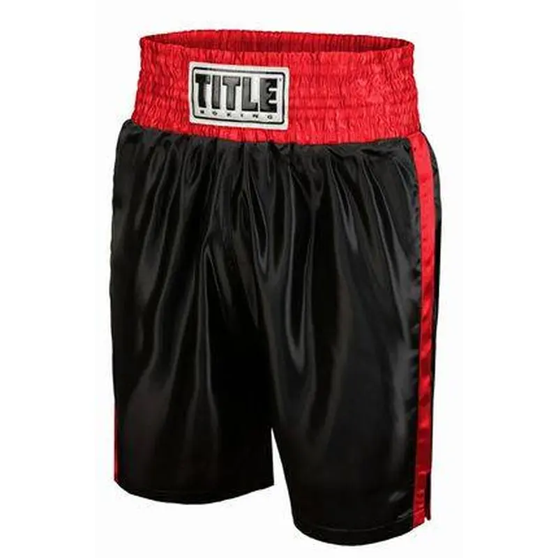 New Title Edge Boxing Trunks 2.0 Black / Red Size Youth Large