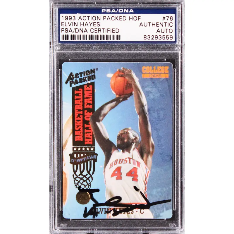 Houston Elvin Hayes Authentic Signed 1993 Action Packed HOF #76 Card PSA Slab