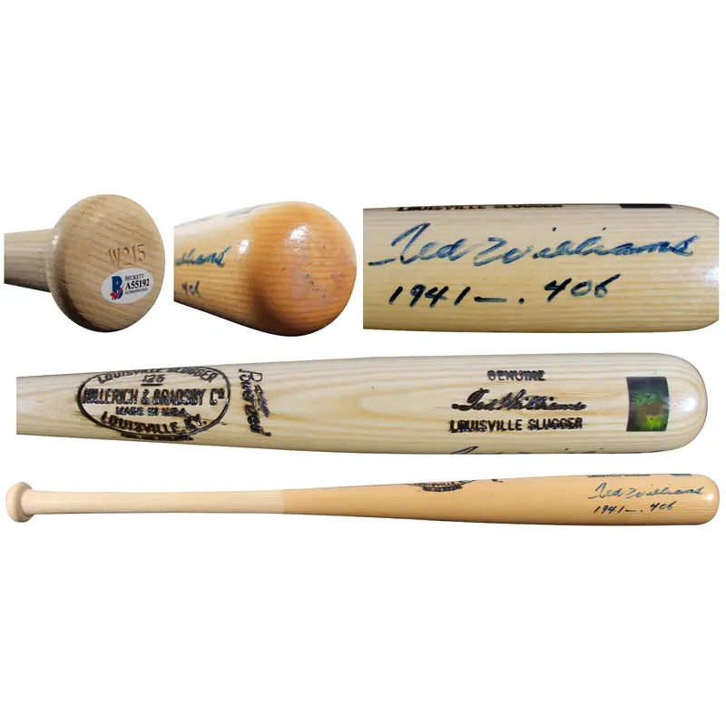Red Sox Ted Williams "1941 - .406" Signed Louisville Slugger Bat BAS #A55192