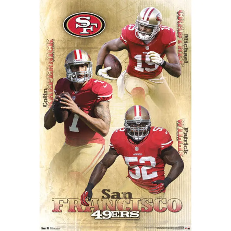 San Francisco 49ers "Triple Action" Poster (Kaepernick, Crabtree, Willis) - Costacos 2013