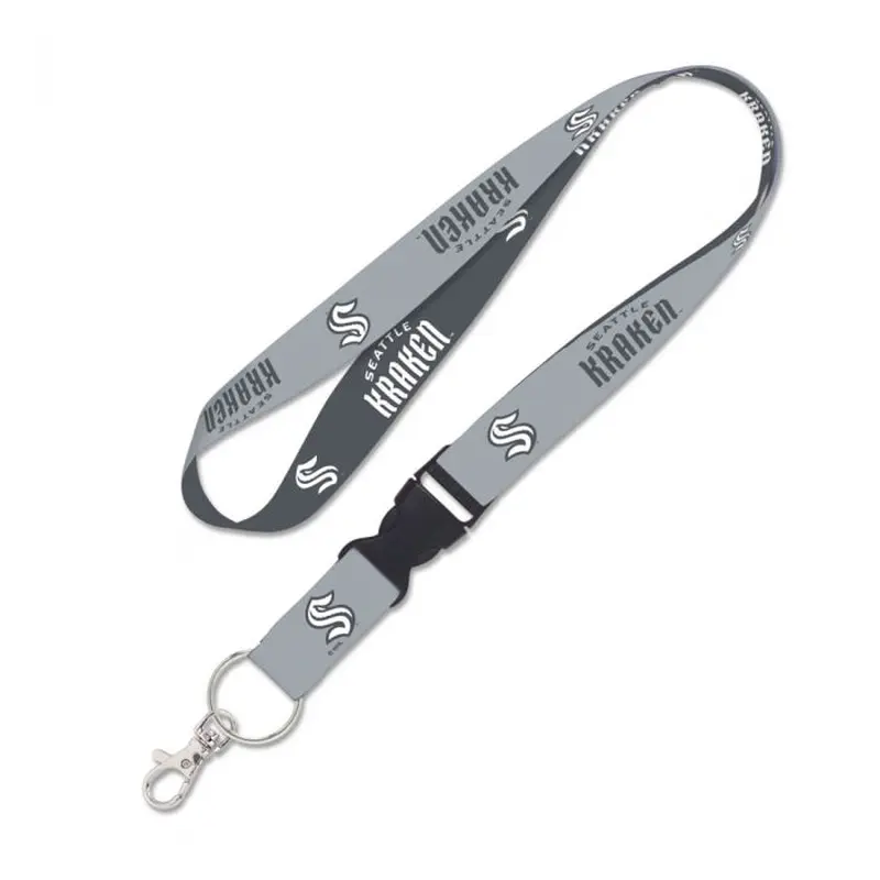 SEATTLE KRAKEN CHARCOAL LANYARD W/DETACHABLE BUCKLE 1"