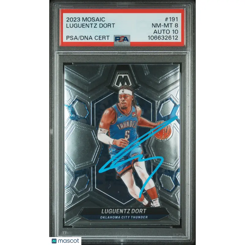 2023 Panini Mosaic #191 Luguentz Dort signed card PSA 8 Auto 10