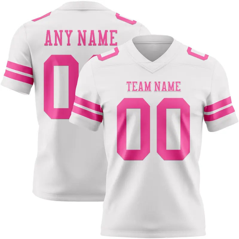 Custom White Pink Mesh Authentic Football Jersey