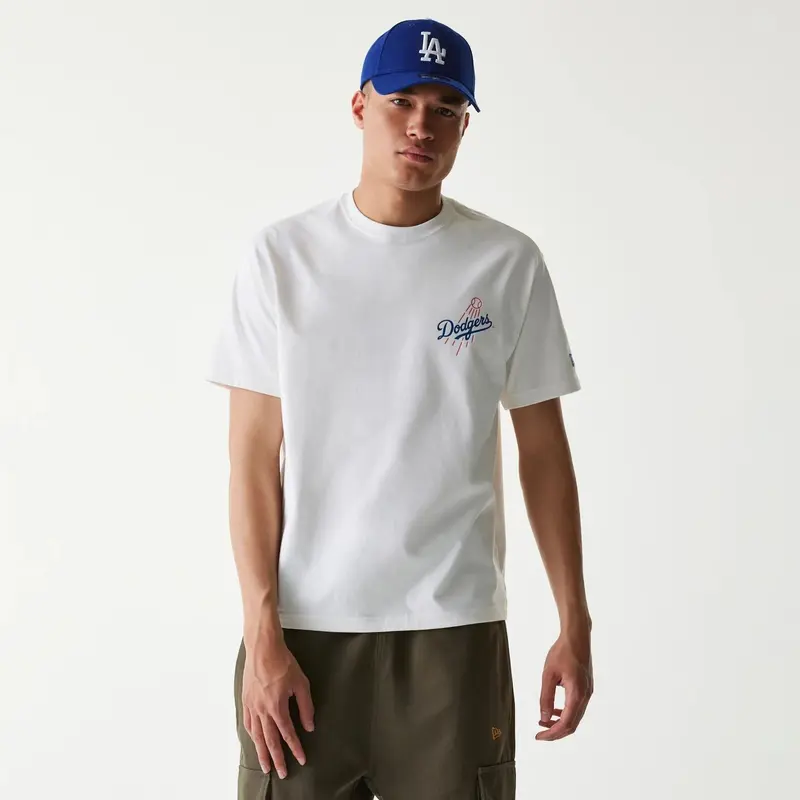 LA Dodgers MLB Cheering Food White T-Shirt