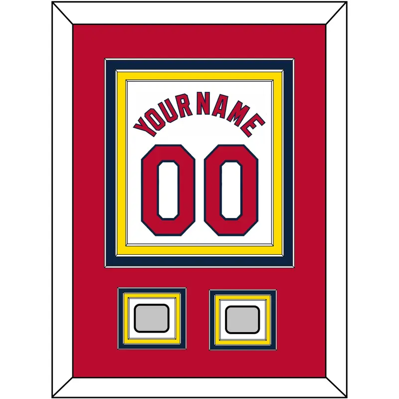 St. Louis Name, Number & 2 World Series Jersey Patches - Home White (2006-2012) - Triple Mat 2