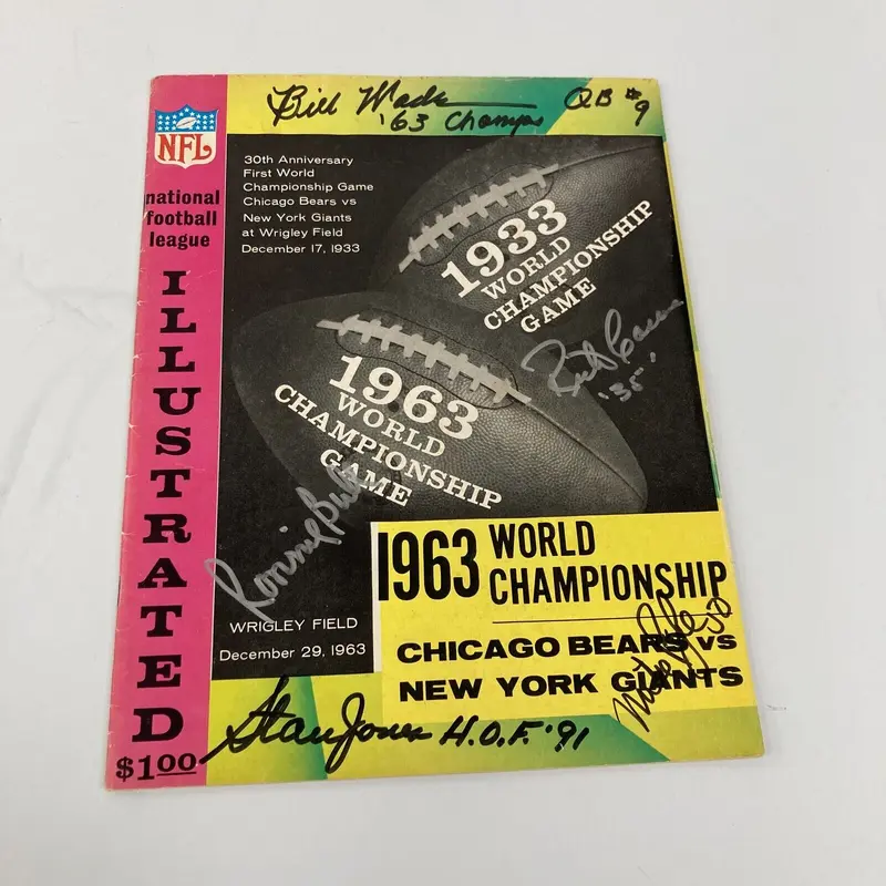 1963 Chicago Bears NFL Champs Team Signed Program JSA COA