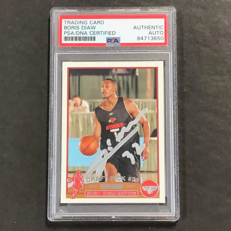 2003 NBA Topps #241 Boris Diaw-Riffiod Signed Card AUTO PSA Slabbed RC