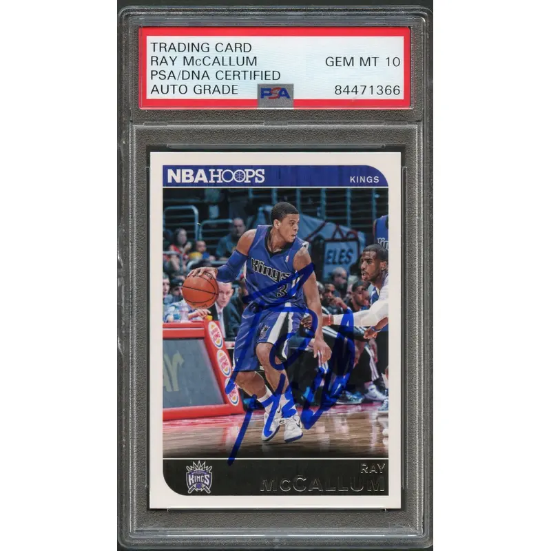 2014-15 NBA HOOPS #38 RAY MCCALLUM Signed Card AUTO 10 PSA Slabbed Kings