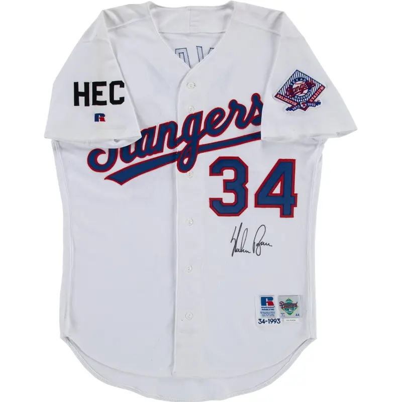 Nolan Ryan Signed 1993 Texas Rangers Russell Game Model Jersey Beckett COA