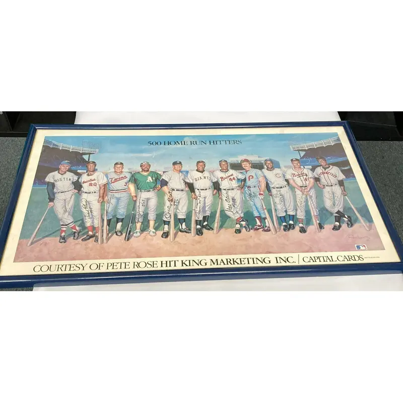 500 Home Run Club Signed Large Litho Photo Mickey Mantle Ted Williams JSA