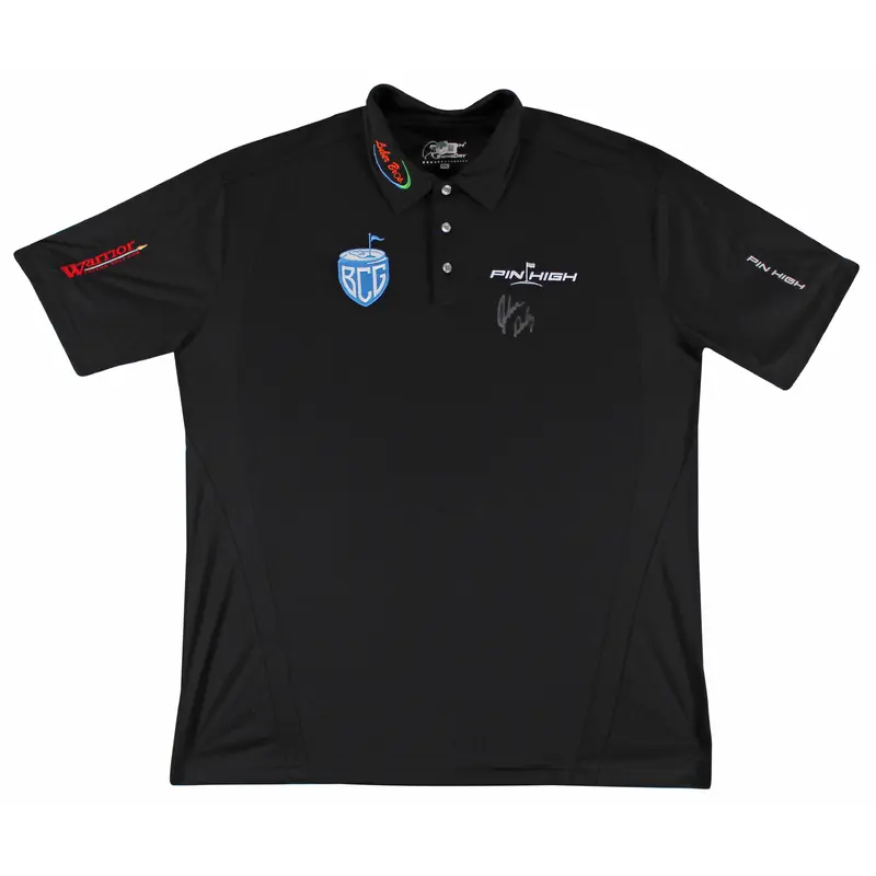 John Daly Authentic Signed Match Worn Black Pin High BCG Polo Shirt BAS #BK84772