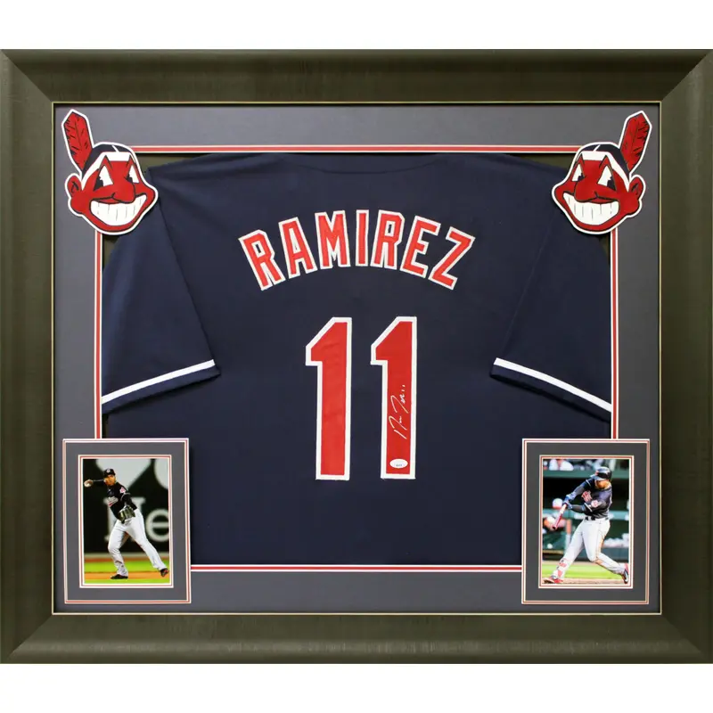 Jose Ramirez Authentic Signed Navy Pro Style Framed Jersey Autographed JSA 2