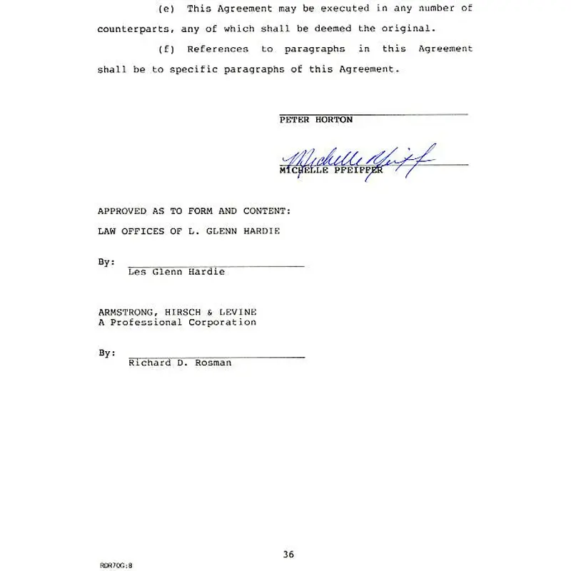 Michelle Pfeiffer Authentic Signed 8.5X11 2 Page 1989 Document PSA/DNA #I84856