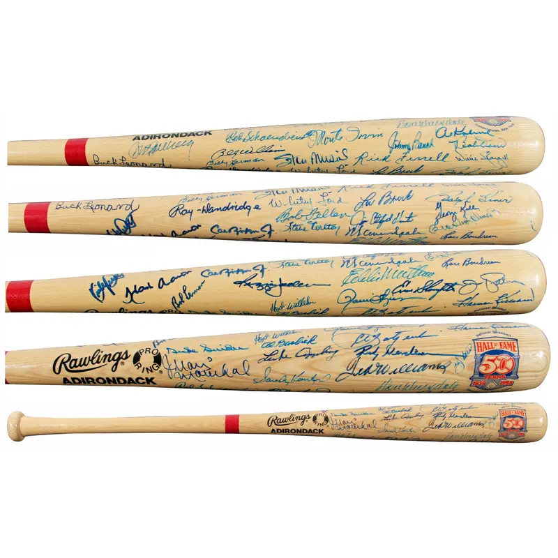 MLB HOF (49) Williams, Aaron, Koufax Signed Rawlings HOF Logo Baseball Bat PSA
