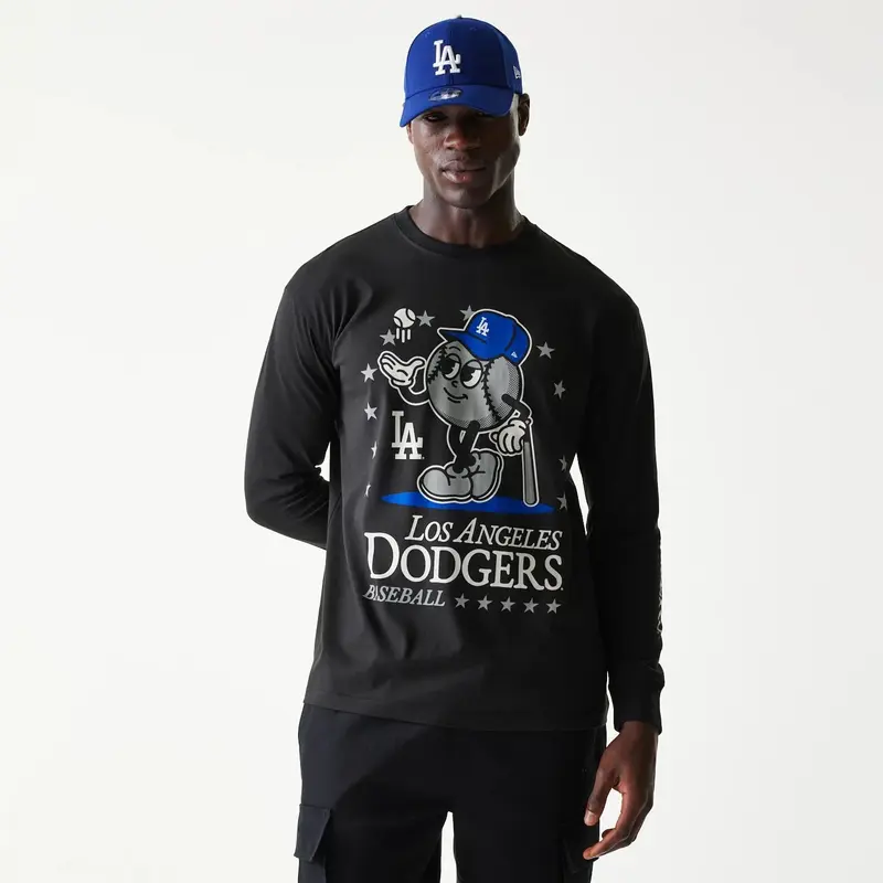 LA Dodgers MLB Character Black Long Sleeve T-Shirt