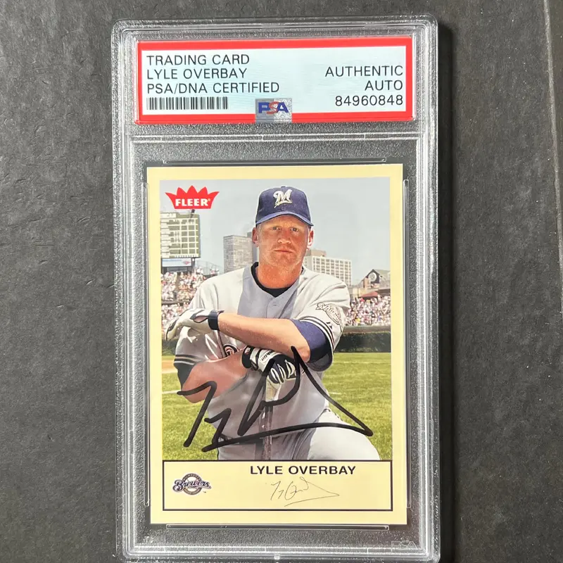 2005 Fleer #279 Lyle Overbay Signed Card PSA/DNA Slabbed Auto Brewers