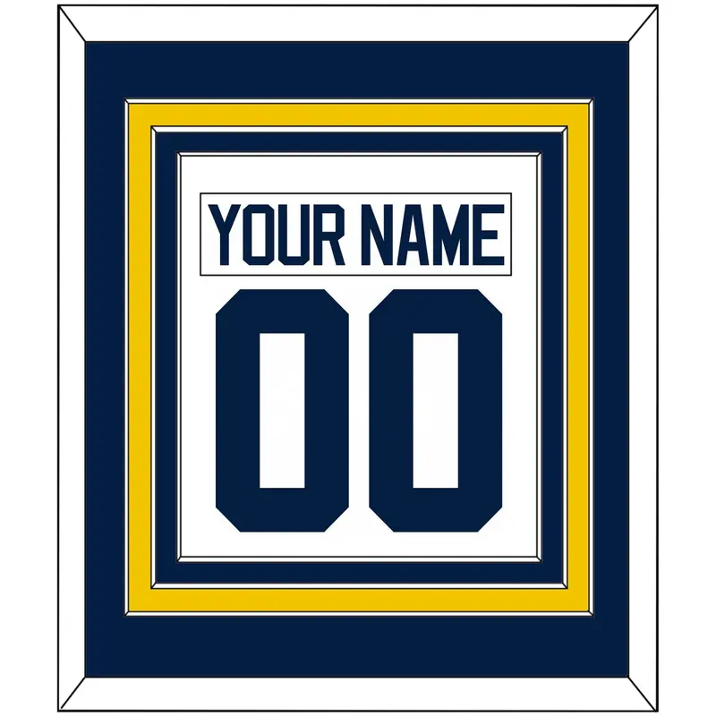 Michigan Hockey Nameplate & Number (Back) Combined - Home White - Triple Mat 2