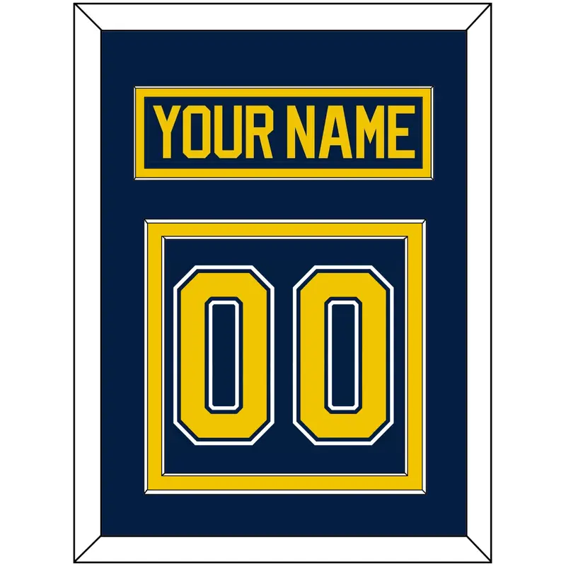 Michigan Hockey Nameplate & Number (Back) - Road Blue (2021-2023) - Double Mat 2