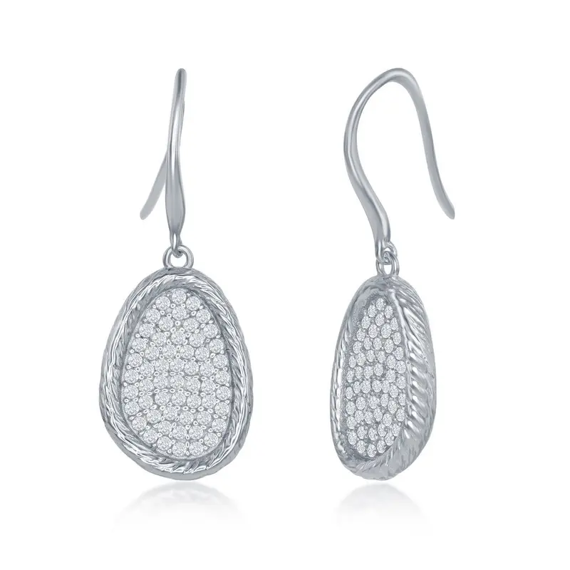 Sterling Silver Geometricaly Shaped CZ Earrings