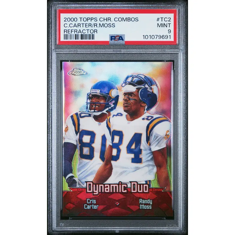 Cris Carter + Randy Moss 2000 Topps Chrome Combos Refractor PSA 9 Mint