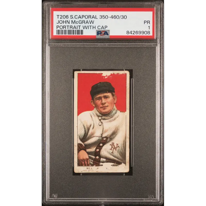 John Mcgraw 1909-11 T206 Sweet Caporal 350-460/30 Portrait With Cap PSA 1 Poor