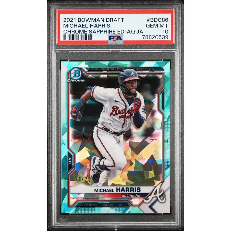 Michael Harris 2021 Bowman Draft Sapphire Aqua #14/20 PSA 10 Gem Mint