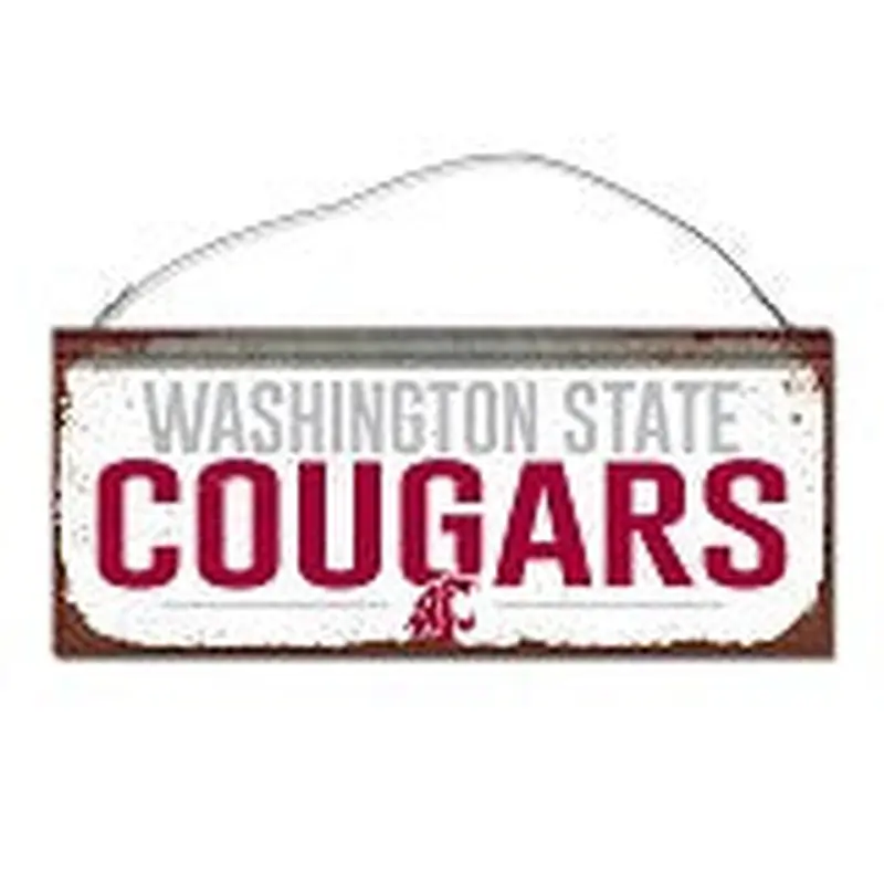 Washington State Cougars Crimson and White Small 12"x 4" Tin Sign