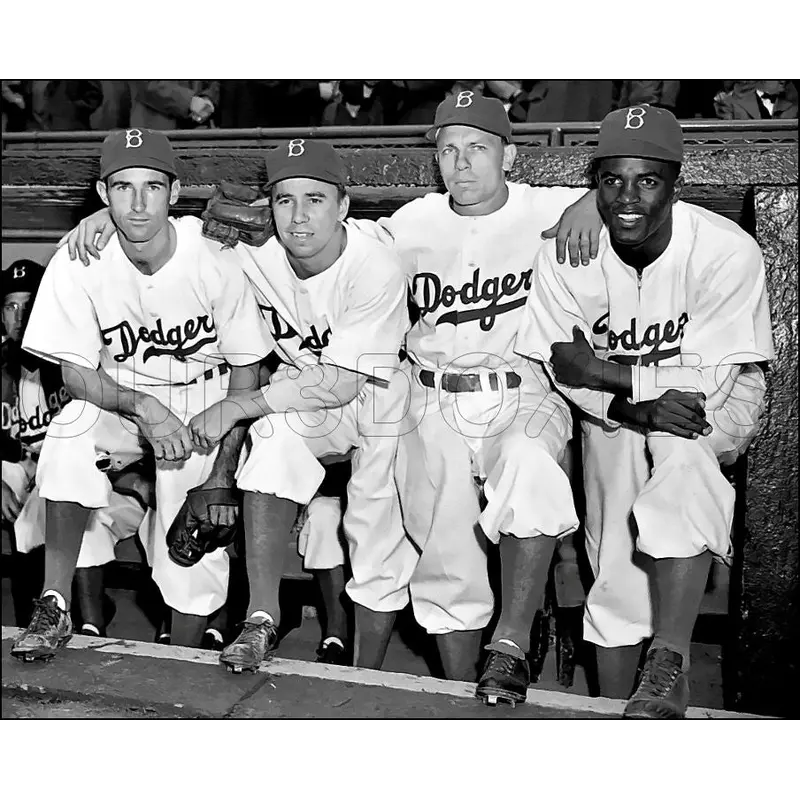 Jackie Robinson Pee Wee Reese 8X10 Photo - 1947 Dodgers Jorgensen Stanky - 11973
