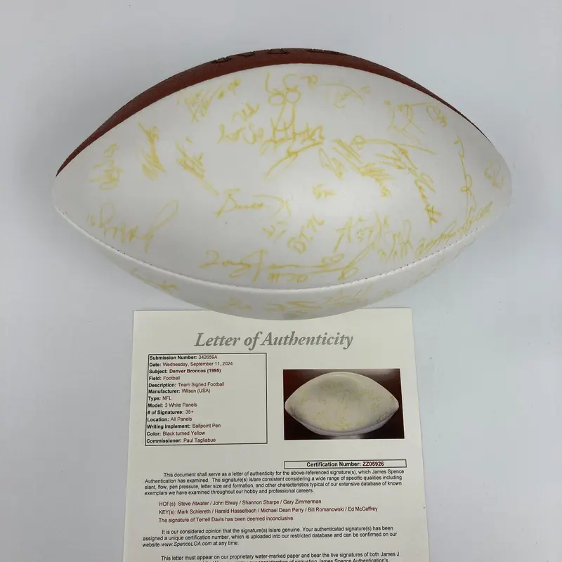 1995 Denver Broncos Team Signed Wilson NFL Football John Elway JSA COA