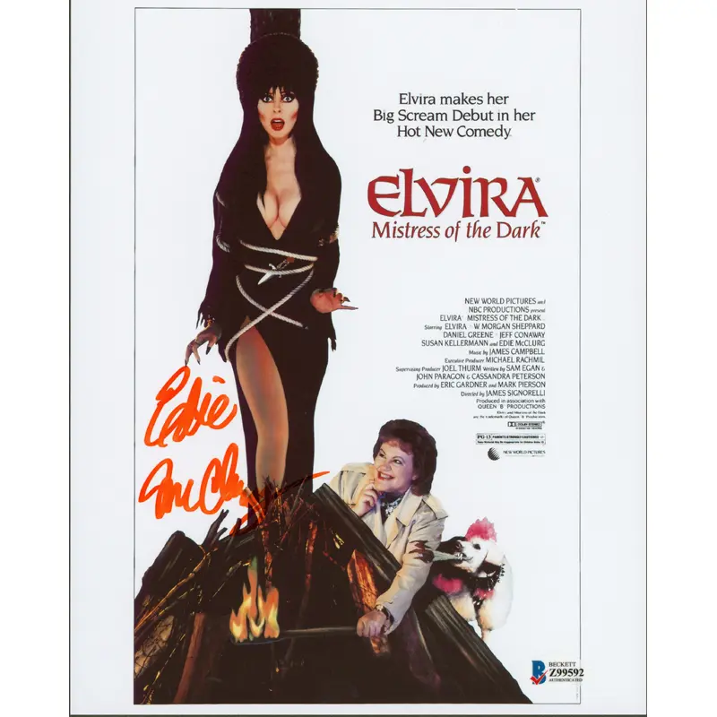Edie McClurg Elvira: Mistress of the Dark Signed 8x10 Photo BAS #Z99592