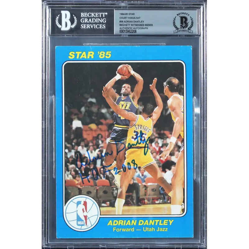 Jazz Adrian Dantley HOF 2008 Signed 1984 Star Court Kings 5x7 #36 Card BAS Slab