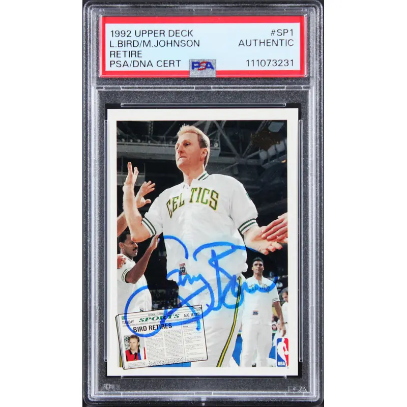 Larry Bird & Magic Johnson Signed 1992 Upper Deck #SP1 Card PSA/DNA Slabbed