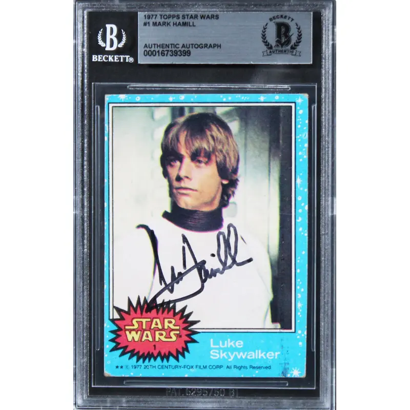 Mark Hamill Star Wars Authentic Signed 1977 Star Wars #1 Card BAS Slabbed 2