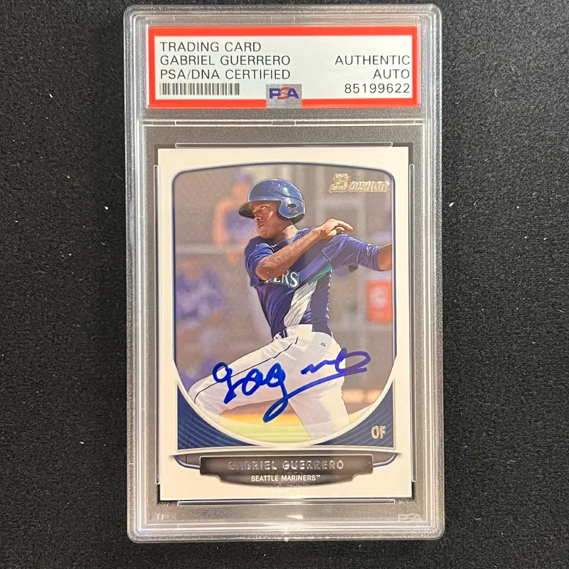 2013 Topps #BCP91 Gabriel Guerrero Signed Card AUTO PSA Slabbed Mariners