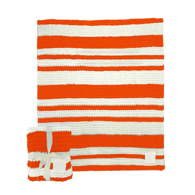 Plain Orange Cable Knit Throw 50x60
