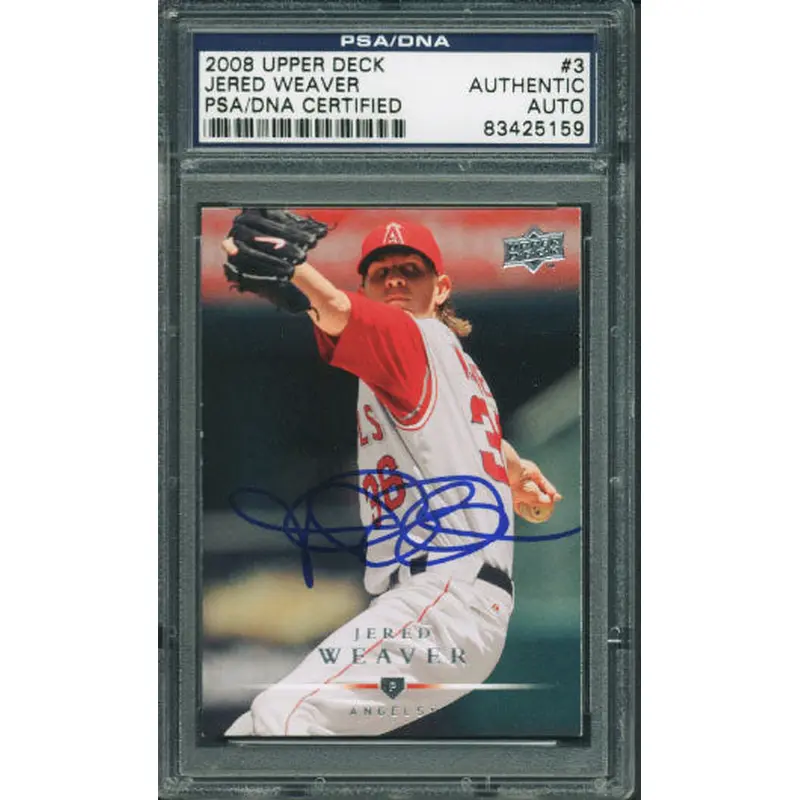 Angels Jered Weaver Authentic Signed Card 2008 Upper Deck #3 PSA/DNA Slabbed