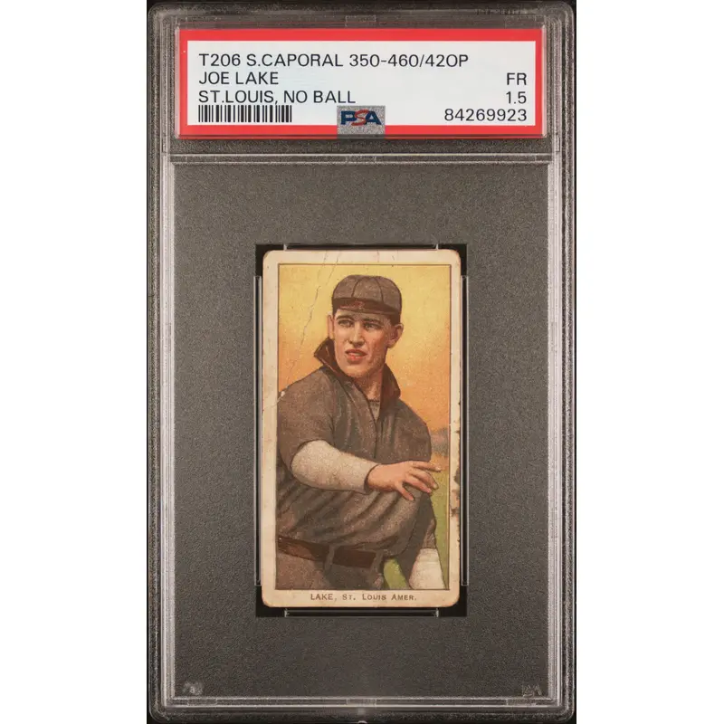 Joe Lake 1909-11 T206 Sweet Caporal 350-460/42Op St.Louis, No Ball PSA 1.5 Fair