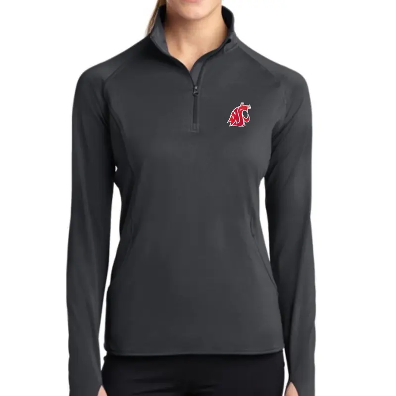 Ladies Grey Embroidered 1/4 Zip
