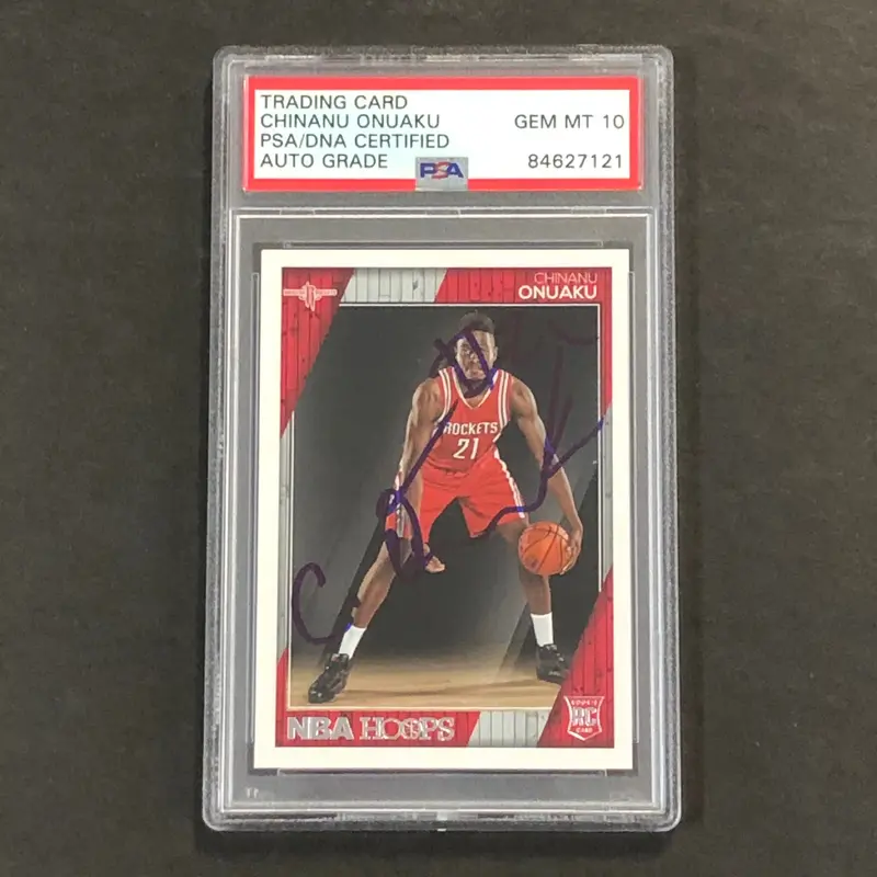 2016-17 NBA Hoops #292 Chinanu Onuaku Signed Card AUTO 10 PSA Slabbed RC Rockets