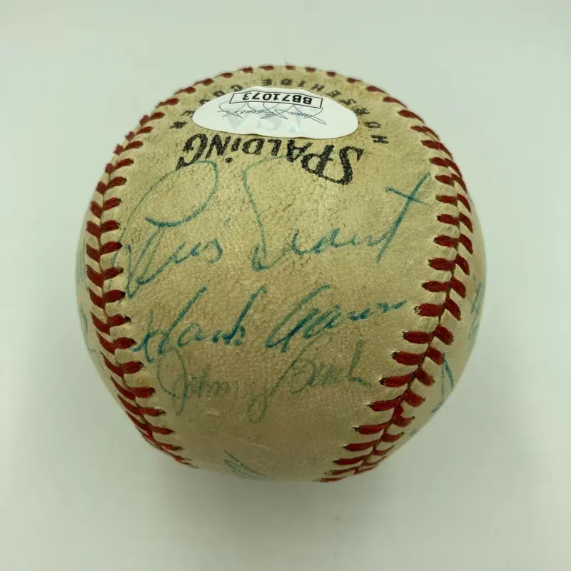 Hank Aaron Gil Hodges 1960's Baseball Writers Dinner HOF Signed Baseball JSA COA