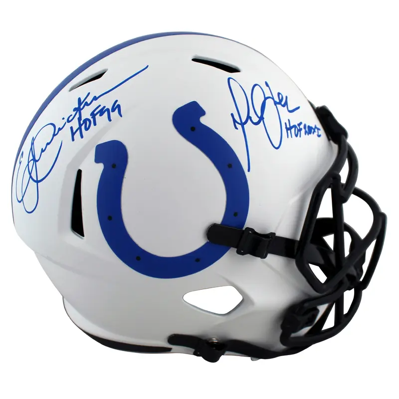 Colts Eric Dickerson & Marshall Faulk Signed Lunar F/S Speed Rep Helmet BAS Wit