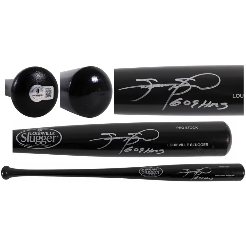 Cubs Sammy Sosa "609 HR's" Signed Black Louisville Slugger Baseball Bat BAS