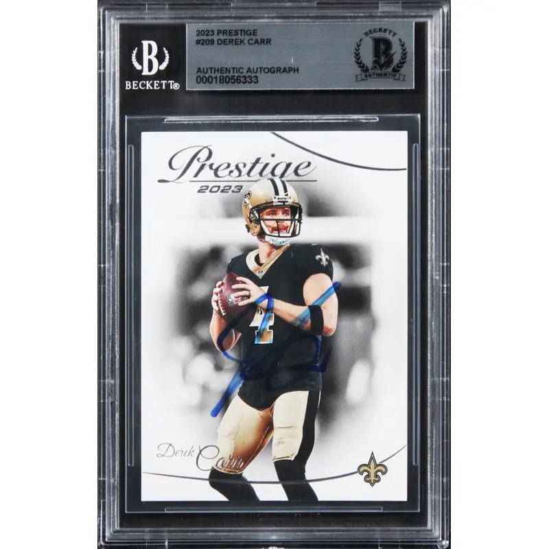 Saints Derek Carr Authentic Signed 2023 Prestige #209 Card BAS Slabbed