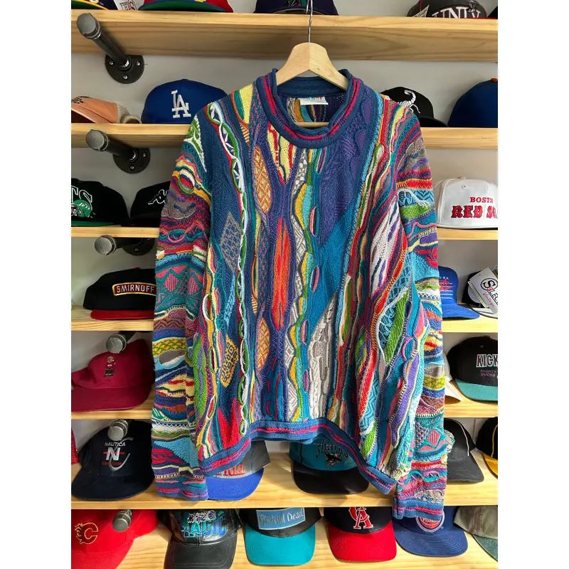 Vintage 90s Coogi Multi Color Neon 3D Knit Sweater XL