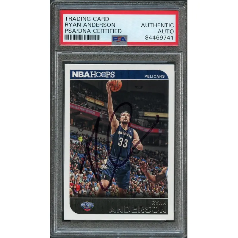 2014-15 NBA Hoops #239 Ryan Anderson Signed Card AUTO PSA Slabbed Pelicans